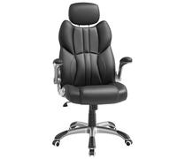 SONGMICS Silla de Oficina, Silla Gaming Ergonómica, Mecanismo de Inclinación, Apoyabrazos Plegables, Ruedas Universales, Altura Ajustable, Silla Racing, Negro Tinta/Marrón Caramelo/Blanco Crema Negro