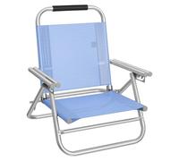 SONGMICS Silla de Playa, Plegable, Respaldo Ajustable en 4 Niveles | Taburete de Exterior Portátil, con Reposabrazos, Transpirable, Azul, Colección SANDY, GCB65BU