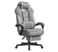 SONGMICS Silla Gaming, Silla de Oficina, Ordenador, Diseño Ergonómico, con Reposapiés, Reposacabezas Ajustable, Cojín Lumbar, Capacidad de Carga 150 kg, Gris Pizarra y Gris Paloma OBG077G02