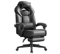 SONGMICS Silla Gaming, Silla de Oficina, para Carreras, con reposapiés, Diseño ergonómico, Reposacabezas Ajustable, Soporte Lumbar, 150 kg de Capacidad de Carga, Gris y Negro/Negro/Azul y Negro/Rojo y