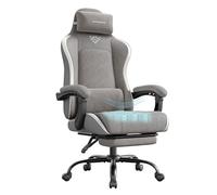 SONGMICS Silla Gaming, Silla Ergonómica de Escritorio, con Resortes, Reposapiés y Reposabrazos, Gris Paloma OBG079G01