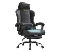SONGMICS Silla Gaming, Silla Ergonómica de Escritorio, con Resortes, Reposapiés y Reposabrazos, Negro Tinta OBG079B01