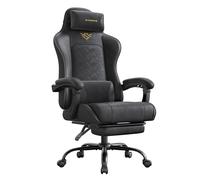 SONGMICS Silla Gaming, Silla Ergonómica de Escritorio, con Resortes, Reposapiés y Reposabrazos, Negro Tinta/Gris Paloma/Negro y Blanco Negro Tinta