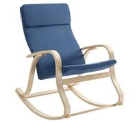 SONGMICS Silla Mecedora, Funda Extraíble, Madera de Abedul, 120 kg | Sillón Oscilante, Tumbona, Tela de Algodón, Azul Noche, Colección TEOU LYY030Q01