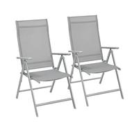 SONGMICS Sillas Plegables de Jardín, Juego de 2, Silla de Exterior con Marco de Metal, Respaldo Reclinable en 8 Ángulos, Carga de 150 kg, Gris GCB29GY