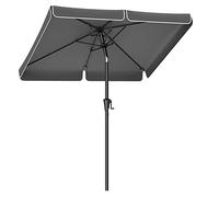 SONGMICS Sombrilla 200 x 150 cm, sombrilla rectangular para balcón, protección solar UPF 50+, plegable 30° por ambos lados, para jardín, terraza, sin soporte, gris GPU048G01