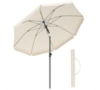 SONGMICS Sombrilla de 180 cm, UPF 50+, Inclinación Bidireccional de 30°, Altura Ajustable, con Bolsa de Transporte, para Balcón Jardín Terraza Playa, sin Base, Beige GPU062LZ01