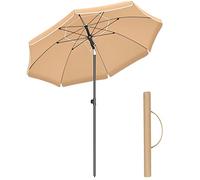 SONGMICS Sombrilla de 200 cm, UPF 50+, Altura Ajustable, sin Base | Sombrilla con Bolsa de Transporte, Inclinación Bidireccional de 30°, Gris, Colección SHELD GPU65BR