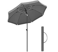 SONGMICS Sombrilla de 200 cm, UPF 50+, Inclinación Bidireccional de 30°, Altura Ajustable, con Bolsa de Transporte, para Balcón Jardín Terraza Playa, sin Base, Gris GPU065G01