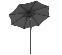 SONGMICS Sombrilla de Jardín 210 cm, UPF 50+, Parasol, 30°de Inclinación en dos Direcciones, con Manivela, para Patio, Terraza, Balcón, Piscina, sin Base, Gris GPU202G01