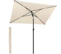 SONGMICS Sombrilla de Patio, 190 x 120 cm, Parasol de Exterior, Protección UPF 50+, Techo Inclinable, Jardín Terraza Playa, Bolsa de Transporte, Base No Incluida, Beige GPU024LZ01