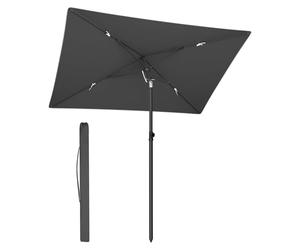 SONGMICS Sombrilla de Patio, 232 x 149 cm, Parasol de Exterior, Protección UPF 50+, Techo Inclinable, Jardín Terraza Playa, Bolsa de Transporte, Base No Incluida, Gris GPU043GZ01