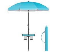 SONGMICS Sombrilla de Playa, 200 cm, Protección Solar UPF 50+ | Plegable por Ambos Lados 30°, Regulable en Altura, Estante, Gancho, sin Soporte, Azul oscuro, Colección SHELD GPU0082Q01