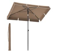 SONGMICS Sombrilla de Terraza 200 x 125 cm, UPF 50+, Inclinación Bidireccional de 30°, Altura Ajustable, con Bolsa de Transporte, para Balcón Jardín, sin Base, Marrón Nogal GPU025K25