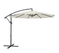 SONGMICS Sombrilla en Voladizo con Diámetro de 300 cm, con Soporte, para balcón, Protección UV UPF 50+, Manivela para Abrir y Cerrar, para Patio, Jardín, Beige GPU116G01