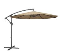 SONGMICS Sombrilla en Voladizo con Diámetro de 300 cm, con Soporte, para balcón, Protección UV UPF 50+, Manivela para Abrir y Cerrar, para Patio, Jardín, Topo GPU116K01