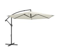 SONGMICS Sombrilla en Voladizo con Diámetro de 350 cm, con Soporte, para balcón, Protección UV UPF 50+, Manivela para Abrir y Cerrar, para Patio, Jardín, Beige GPU117LZ01