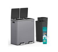 SONGMICS Songmics Cubo De Basura de 2 x 30 L con Pedal de Metal Gris Pizarra