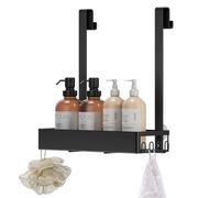 SONGMICS Soporte para baño Colgante, Negro, 2,8 x 17 x 36 cm | Organizador para baño, portaobjetos de acero con 1 estante, colección Parson BCB204B101