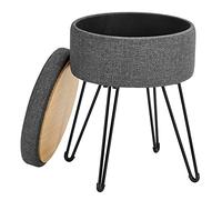 SONGMICS Taburete con Almacenaje, Puf Reposapiés con Tapa Reversible | Asiento de Tocador, Mesa Auxiliar, 31 x 31 x 43 cm, para Salón, Dormitorio, Gris Pizarra, Colección GIANA LOM002G01