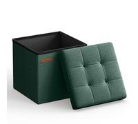SONGMICS Taburete con espacio de almacenamiento, pequeño banco plegable, 30 x 30 cm, caja de almacenamiento, soporta hasta 130 kg, para salón, dormitorio, color verde vintage LSF028C01