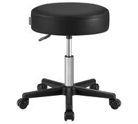 Songmics Taburete de bar Taburete de trabajo acolchado con ruedas regulable en altura Negro LJB61B