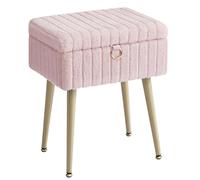 SONGMICS Taburete de Tocador, Banco de Maquillaje con Espacio, Acolchado | Reposapiés, Patas de Metal, Pies Ajustables, para Sala de Estar, Dormitorio, Rosa Jalea, Colección GLAMOR LOM505SZ02