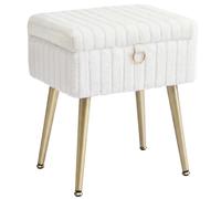 SONGMICS Taburete de Tocador, Banco de Maquillaje con Espacio, Acolchado | Reposapiés, Patas de Metal, Pies Ajustables, para Sala de Estar, Dormitorio, Blanco Crema, Colección GLAMOR LOM505WZ02