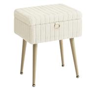 SONGMICS Taburete de Tocador, Banco de Maquillaje con Espacio, Reposapiés, Patas de Metal, Acolchado, Pies Ajustables, para Sala de Estar, Dormitorio, Blanco Crema LOM505WZ02