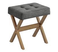 SONGMICS Taburete de Tocador, Taburete de Maquillaje Acolchado, Reposapiés, Patas de Madera, para Dormitorio, Vestidor y Recibidor, 32 x 42 x 46 cm, Gris Pizarra y Marrón LSF006GN01