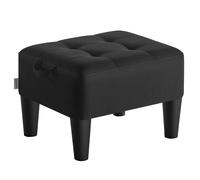 SONGMICS Taburete, Reposapiés, Imitación Lino, Acolchado Grueso, Carga hasta 150 kg, para Salón Dormitorio Entrada, Negro Tinta LOM502B01