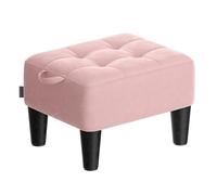 SONGMICS Taburete, Reposapiés, Terciopelo, Acolchado Grueso, Carga hasta 150 kg, para Salón Dormitorio Entrada, Rosa Jalea y Negro Tinta LOM501R01