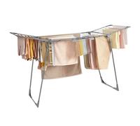 SONGMICS Tendedero de pie, 56,5 x 173 x 96,5 cm, tendedero de alas para Ahorrar Espacio, con Soporte para Calcetines, Metal, para Ropa, Toallas, lavandería, Gris LLR518G01