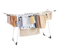 SONGMICS Tendedero de pie, 56,5 x 173 x 96,5 cm, tendedero de alas para Ahorrar Espacio, con Soporte para Calcetines, Metal, para Ropa, Toallas, lavandería, Blanco LLR518W01