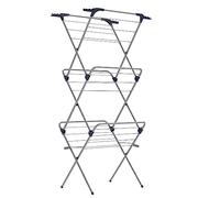 SONGMICS Tendedero de Ropa Plegable con Barras, Estructura de Acero | Soporte de Secado, 50,2 x 64,2 x 146 cm, Superficie 15 m, Uso Interior, Exterior, Gris, Colección BUNJI LLR715G01V1