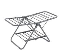 SONGMICS Tendedero pequeño Plegable con 2 alas, Ahorro de Espacio, Metal, para Ropa pequeña, Toallas, baño, balcón, 44 x 101 x 54 cm, Gris tórtola, LLR504G01