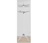 SONGMICS Tendedero plegable de 4 patas, 185 cm de alto | 3 brazos giratorios para perchas, acero, interior, para ropa y calcetines, gris y blanco, colección Bunji LLR512G01