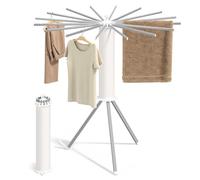 SONGMICS Tendedero Plegables, 16 Brazos de Aleación de Aluminio | Tendedero Vertical, Ahorro de Espacio, Giratorio, Extensible, para Lavadero y Balcón, Plateado, Colección BUNJI LLR531EW01