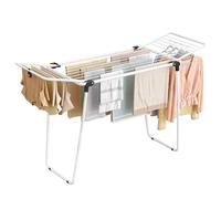 SONGMICS Tendedero Plegables, con Alas de Metal, 158 x 53 x 93 cm | para Ropa, Toallas, Colada, Blanco Mate y Gris Paloma, Colección BUNJI LLR520WK01