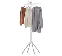 SONGMICS Tendedero, Tendedero de Ropa, 3 Brazos Giratorios para Colada, 4 Asas, para Interiores, Acero Inoxidable, para hasta 27 Prendas, 150 cm de Alto, Blanco y Plata LLR510W01