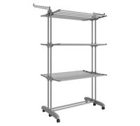 SONGMICS Tendedero, Tendedero Plegable de 4 Niveles, con Ruedas, Alas Plegables, 63,5 x 125,5 x 173 cm, Gran Capacidad, Montaje Fácil, Uso Interior y Exterior, Gris Paloma/Blanco Nude y Gris Paloma Gr