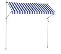SONGMICS Toldo Manual, Toldo Retráctil para Balcón, Regulable en Altura con Manivela para Balcón, Jardín, Patio, 300 x 120 cm, Azul y Blanco GSA302QZ01