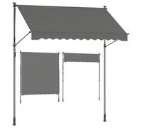 SONGMICS Toldo Manual, Toldo Retráctil para Balcón, Regulable en Altura con Manivela para Balcón, Jardín, Patio, 250 x 120 cm, Gris Antracita GSA252G02