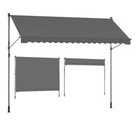 SONGMICS Toldo Manual, Toldo Retráctil para Balcón, Regulable en Altura con Manivela para Balcón, Jardín, Patio, 350 x 120 cm, Gris Antracita GSA352G02