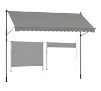 SONGMICS Toldo Manual, Toldo Retráctil para Balcón, Regulable en Altura con Manivela para Balcón, Jardín, Patio, 350 x 120 cm, Gris GSA352G01