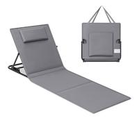 SONGMICS Tumbona de Playa, Cojín, Respaldo Basculante, 158 x 55 x 52 cm | Portátil con Asa, para Camping Jardín Piscina, Gris y Negro, Colección SANDY GCB151G01