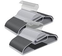 SONGMICS UCRP41G-50 - Set de 50 perchas para ropa de plástico resistentes, con abertura en forma de S, diseño que ahorra espacio, gancho giratorio de 360°, 16,3" de ancho, gris claro y gris oscuro