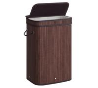SONGMICS ULCB061K01 - Cesta de lavandería con tapa, de bambú, extraíble, lavable a máquina, con asas, 19 galones, para lavandería, dormitorio, baño, color marrón castaño