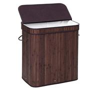 SONGMICS ULCB063K02 - Cesto de lavandería con tapa, cesta de bambú con asas, cesta de almacenamiento plegable para cuarto de lavado, dormitorio, 100 L, color marrón