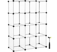 SONGMICS Unidad de Almacenamiento de 12 Cubos, Zapatero, Sistema de estantería de Bricolaje, Cubos apilables, Estante de plástico PP, Armario, Divisor de Armario, para Dormitorio, Oficina, 31 x 93 x